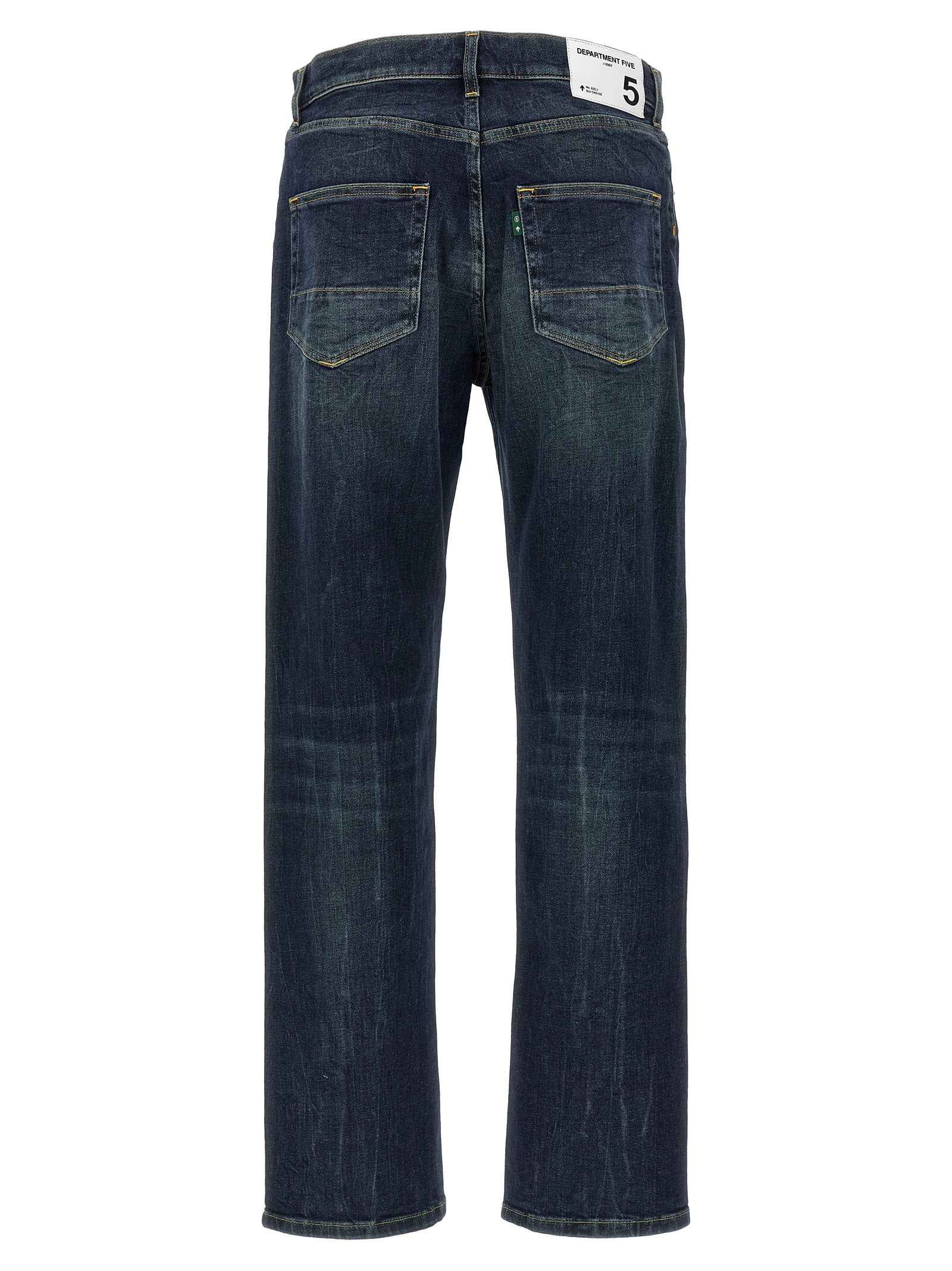 Blue Cotton Straight-Leg Jeans