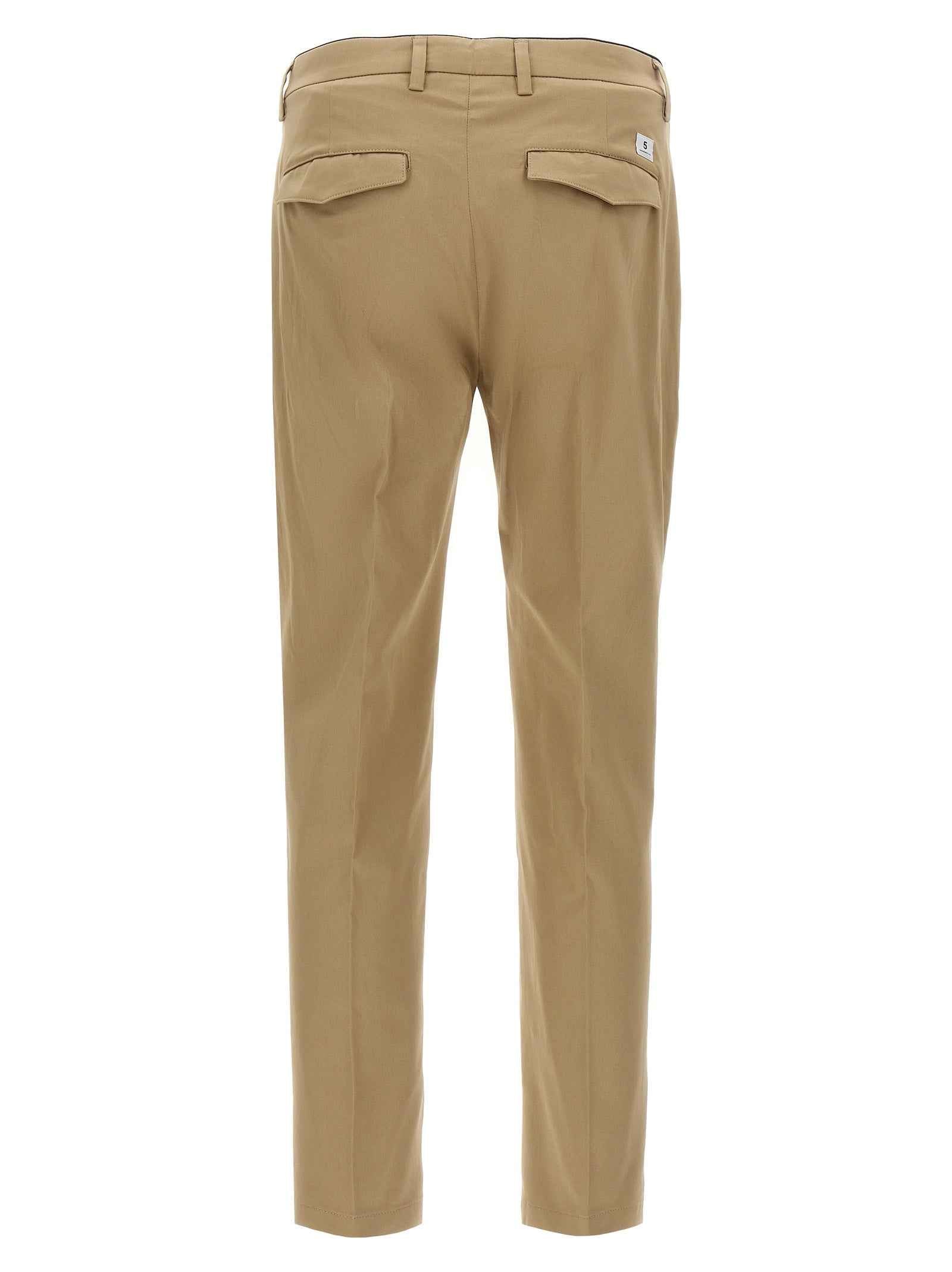 Beige Cotton Cropped Pants