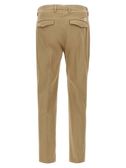 Beige Cotton Cropped Pants