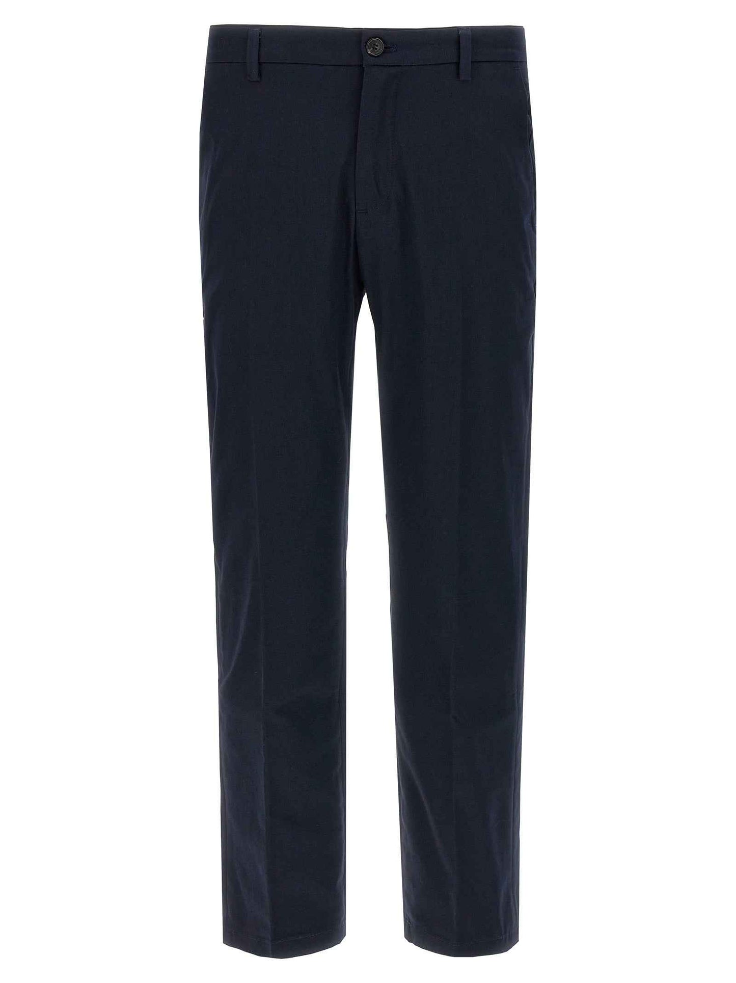 Blue Cotton Cropped Pants