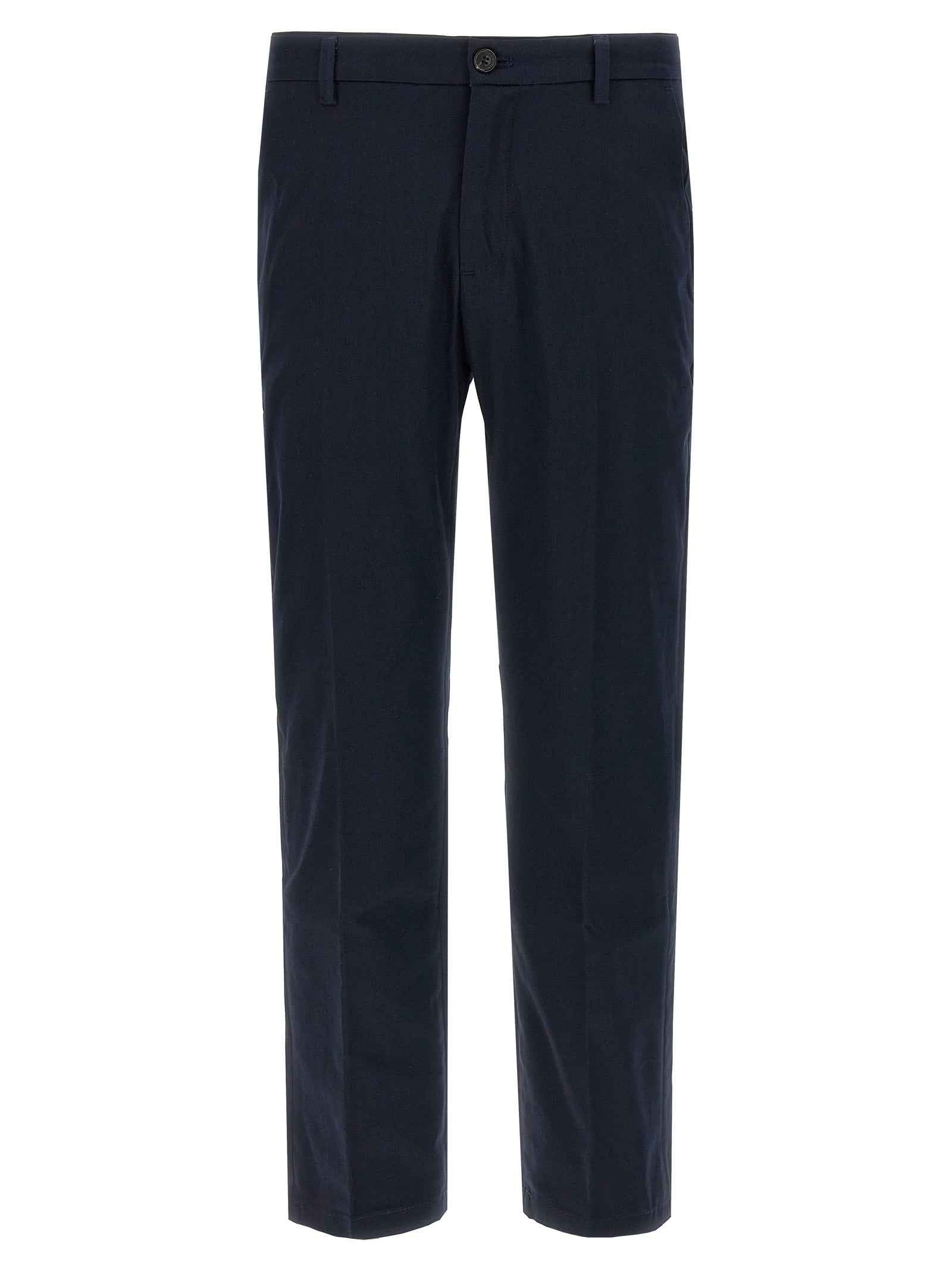 Blue Cotton Cropped Pants