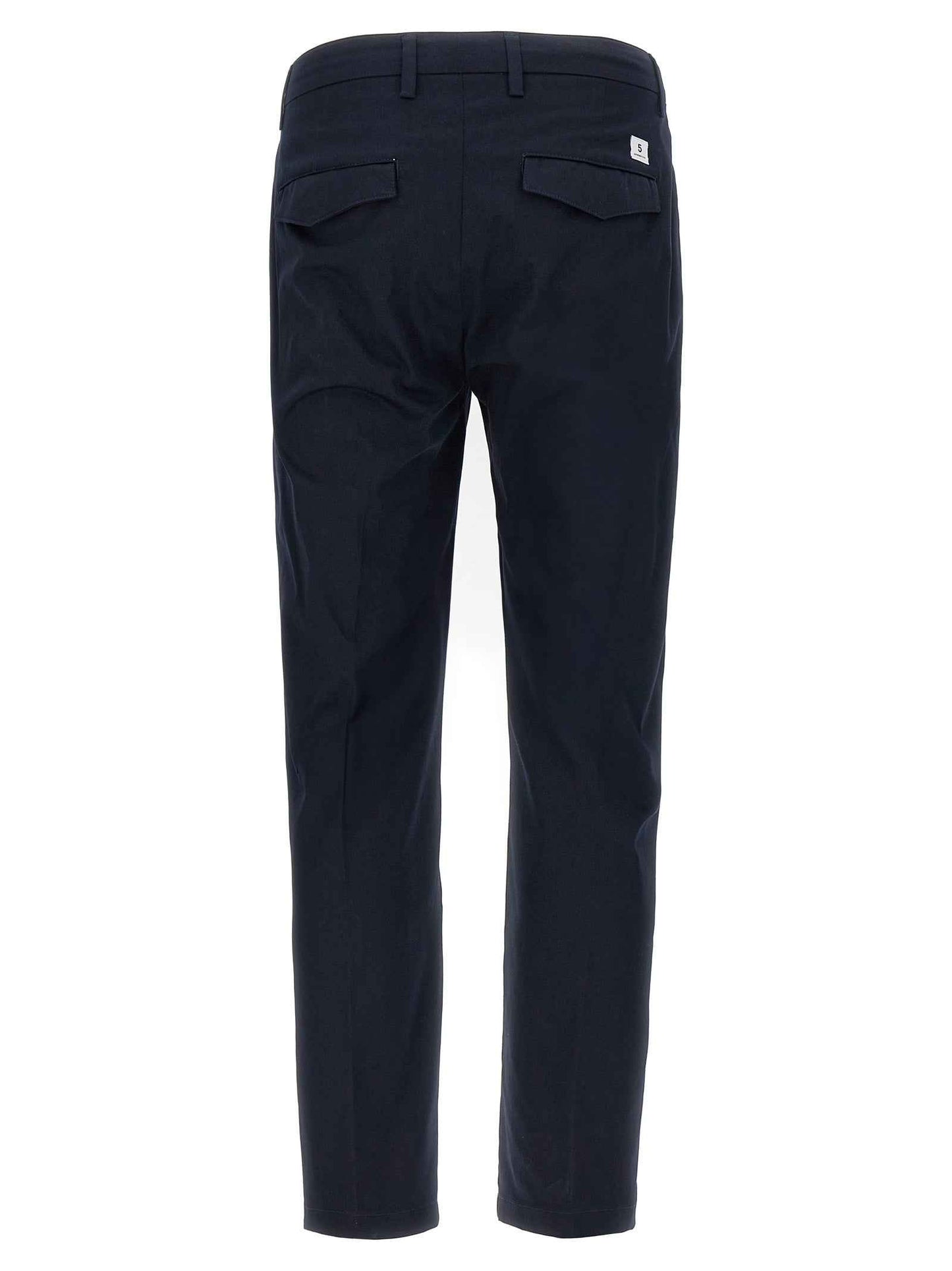 Blue Cotton Cropped Pants