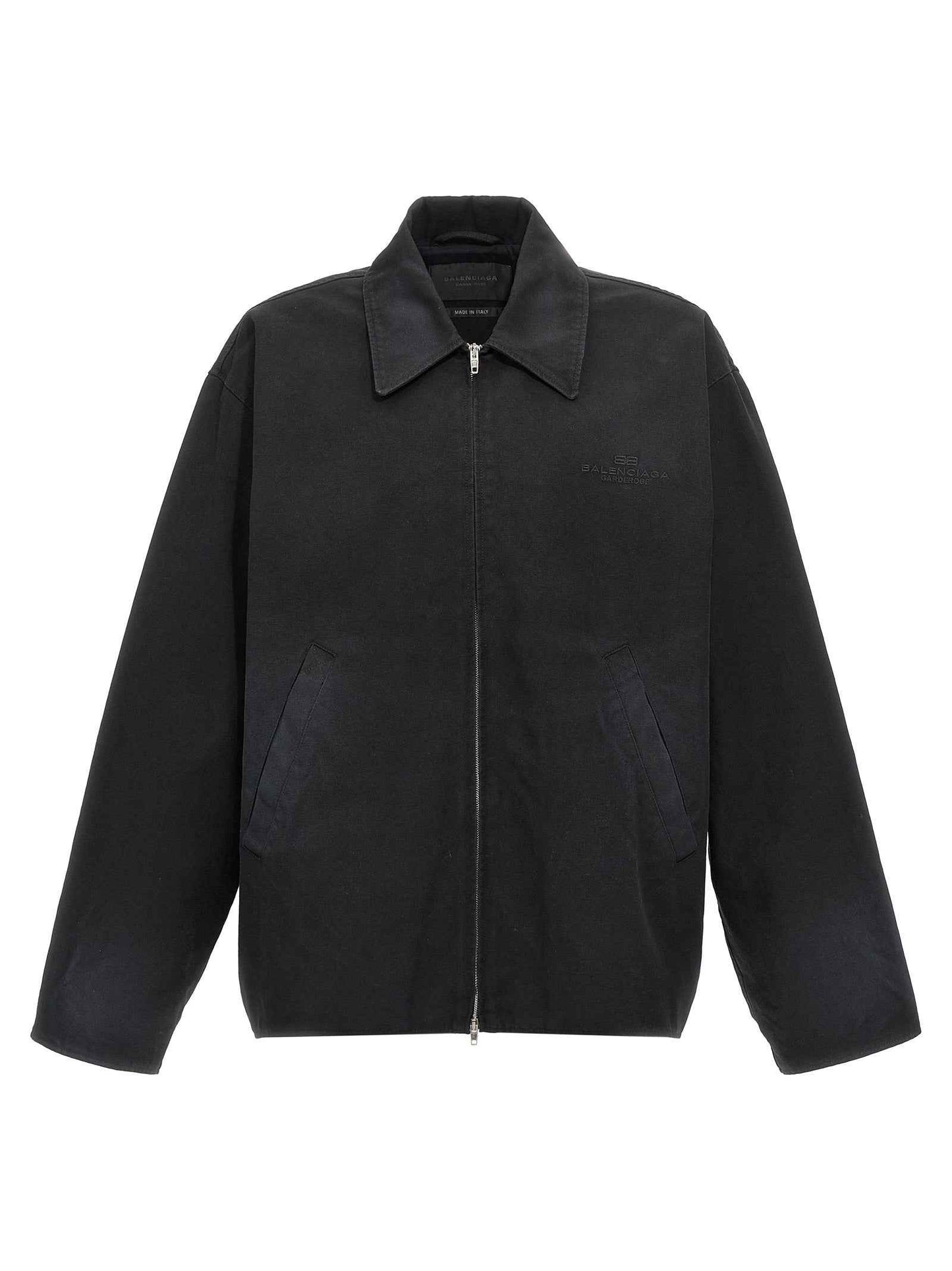 Black Cotton Full-Length Jacket