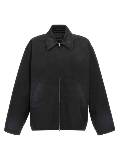 Black Cotton Full-Length Jacket