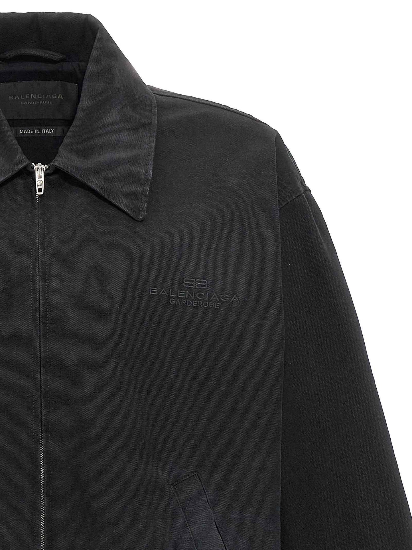 Black Cotton Full-Length Jacket