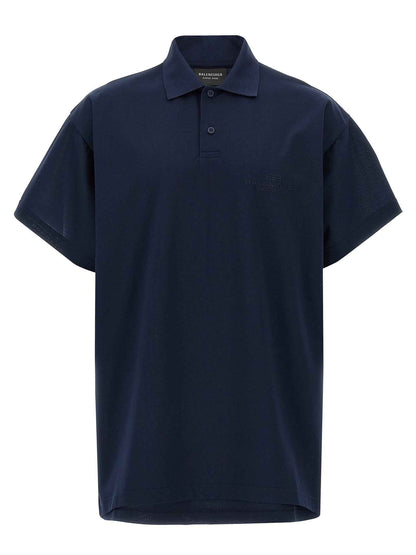 Blue Cotton Polo Shirt