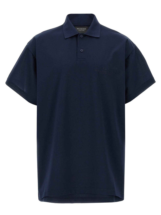 Blue Cotton Polo Shirt