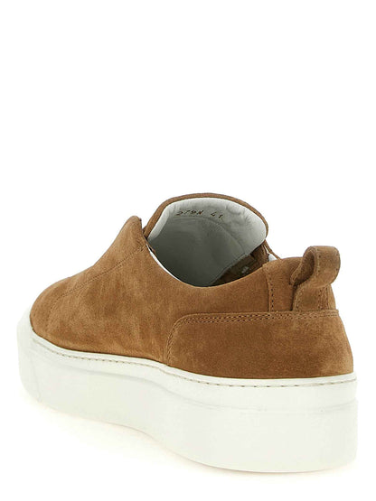 Brown Calfskin Low Top Sneakers