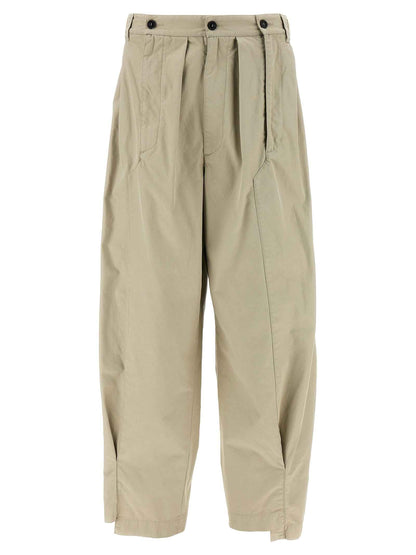 Beige Cotton Casual Pants