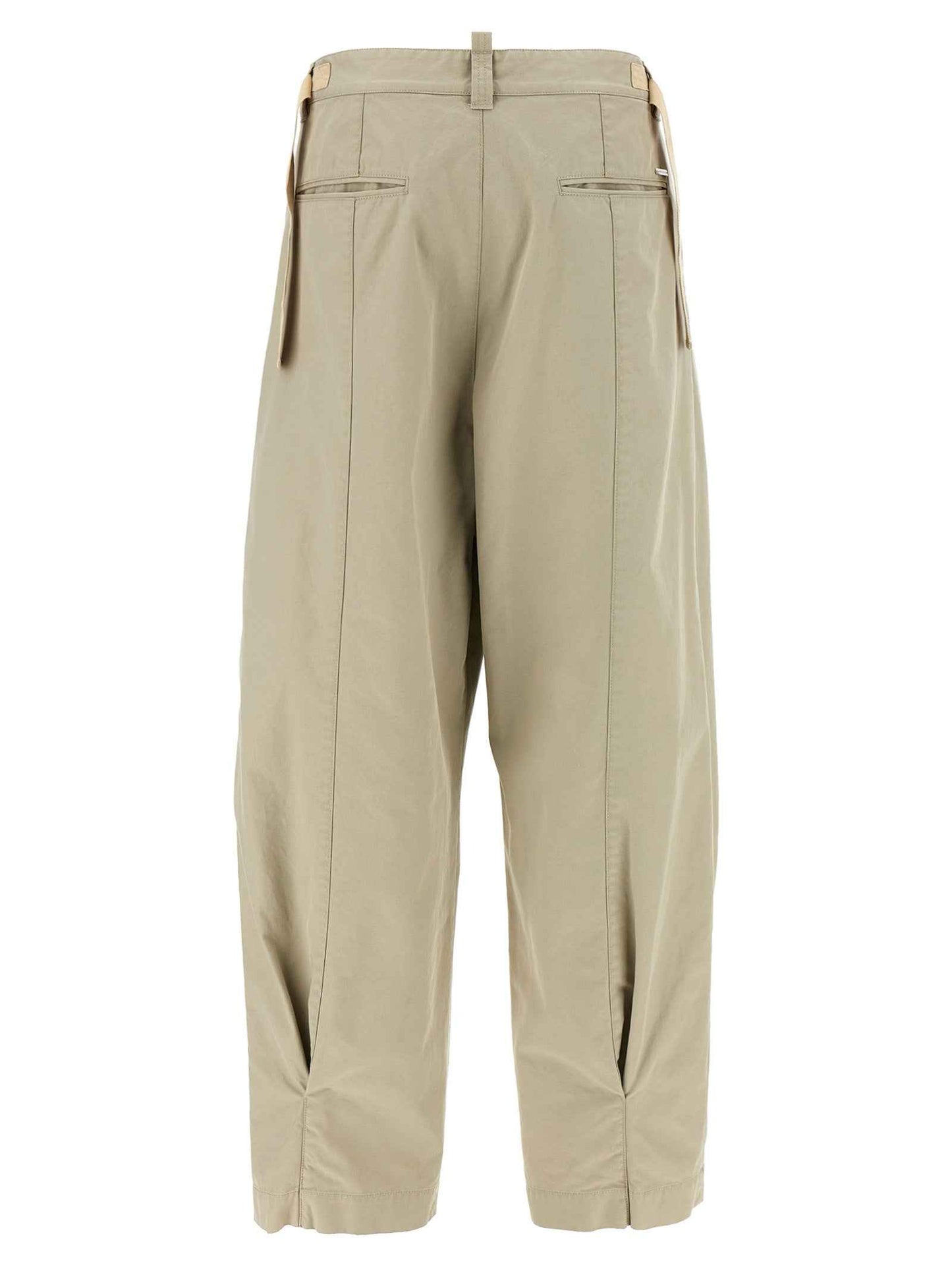 Beige Cotton Casual Pants