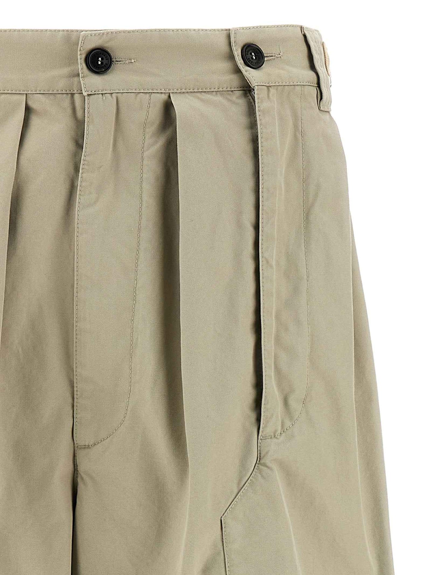 Beige Cotton Casual Pants