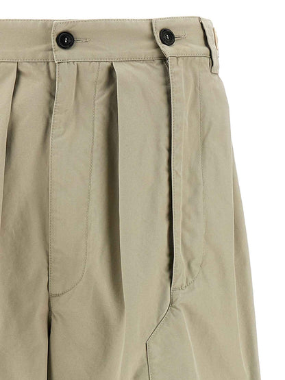 Beige Cotton Casual Pants