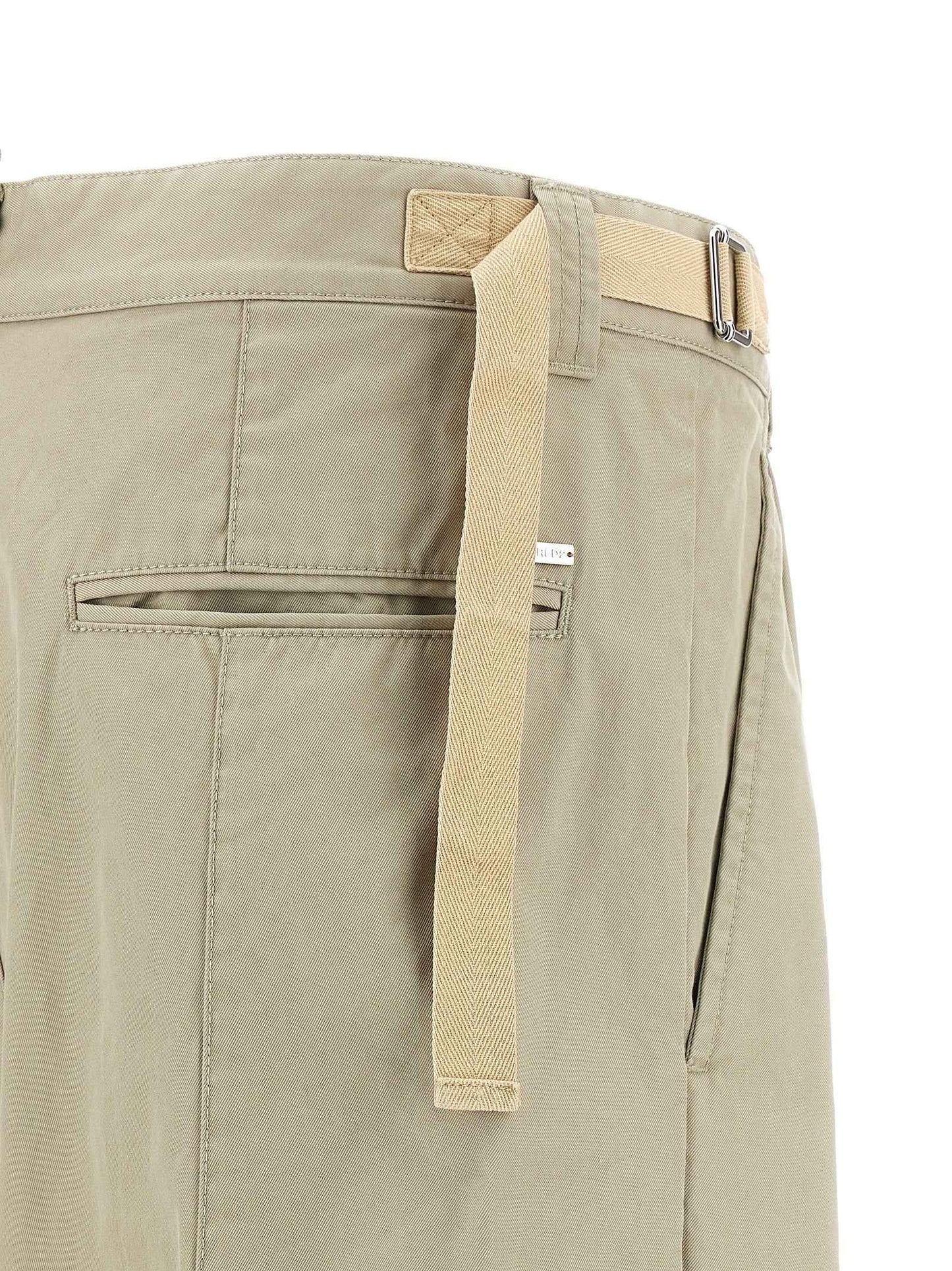 Beige Cotton Casual Pants
