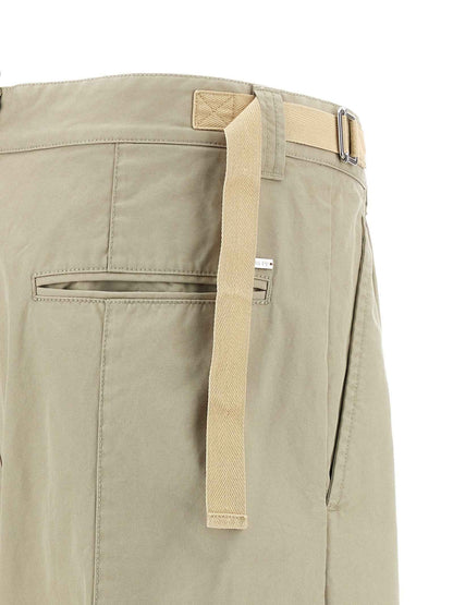 Beige Cotton Casual Pants