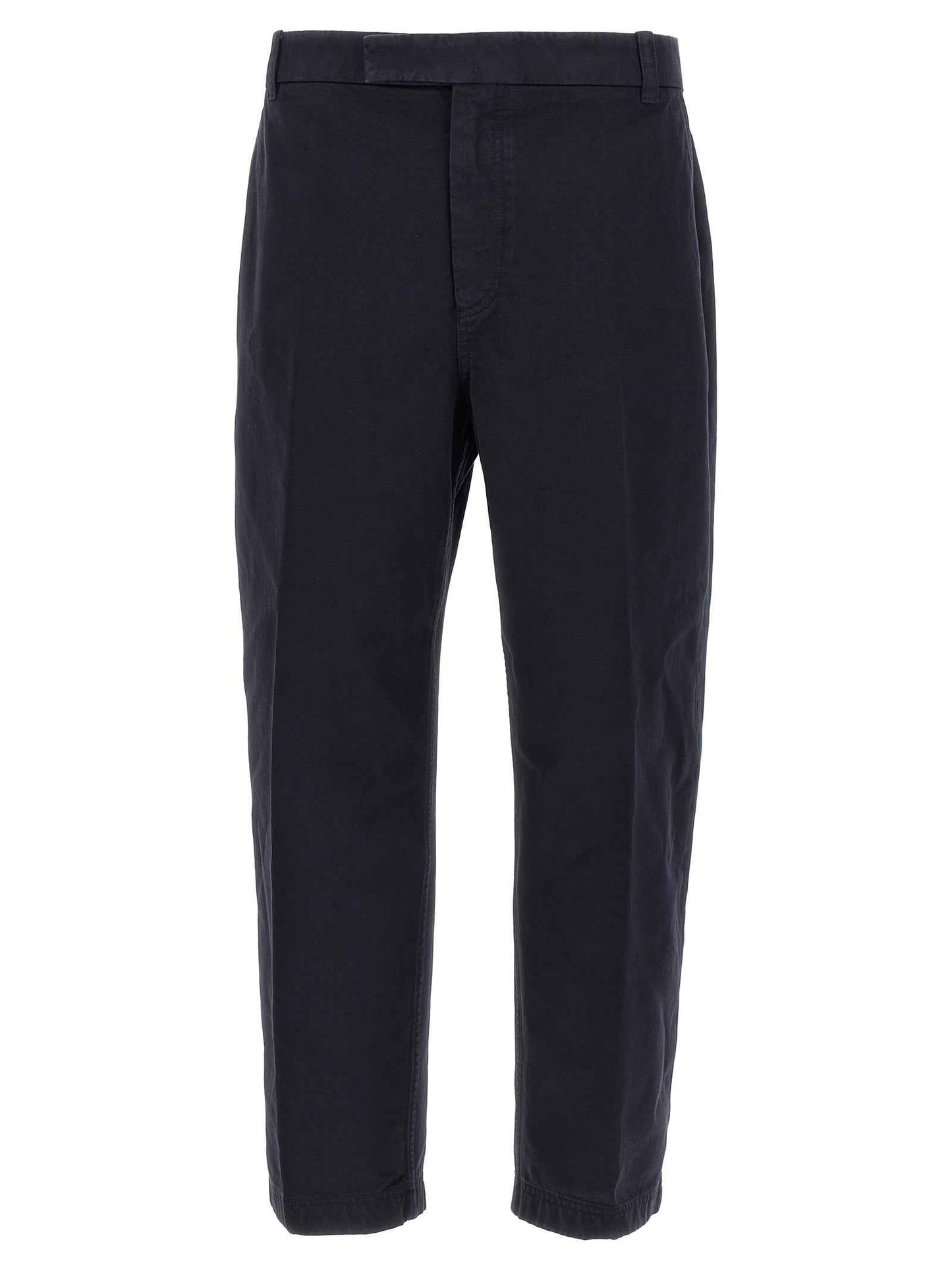 Blue Cotton Casual Pants