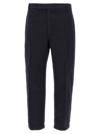Blue Cotton Casual Pants