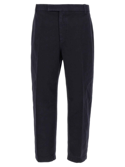 Blue Cotton Casual Pants