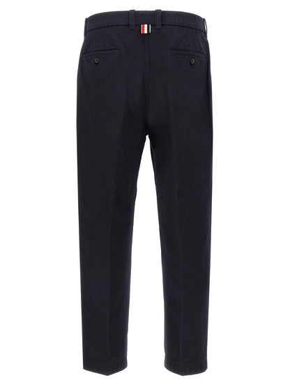 Blue Cotton Casual Pants