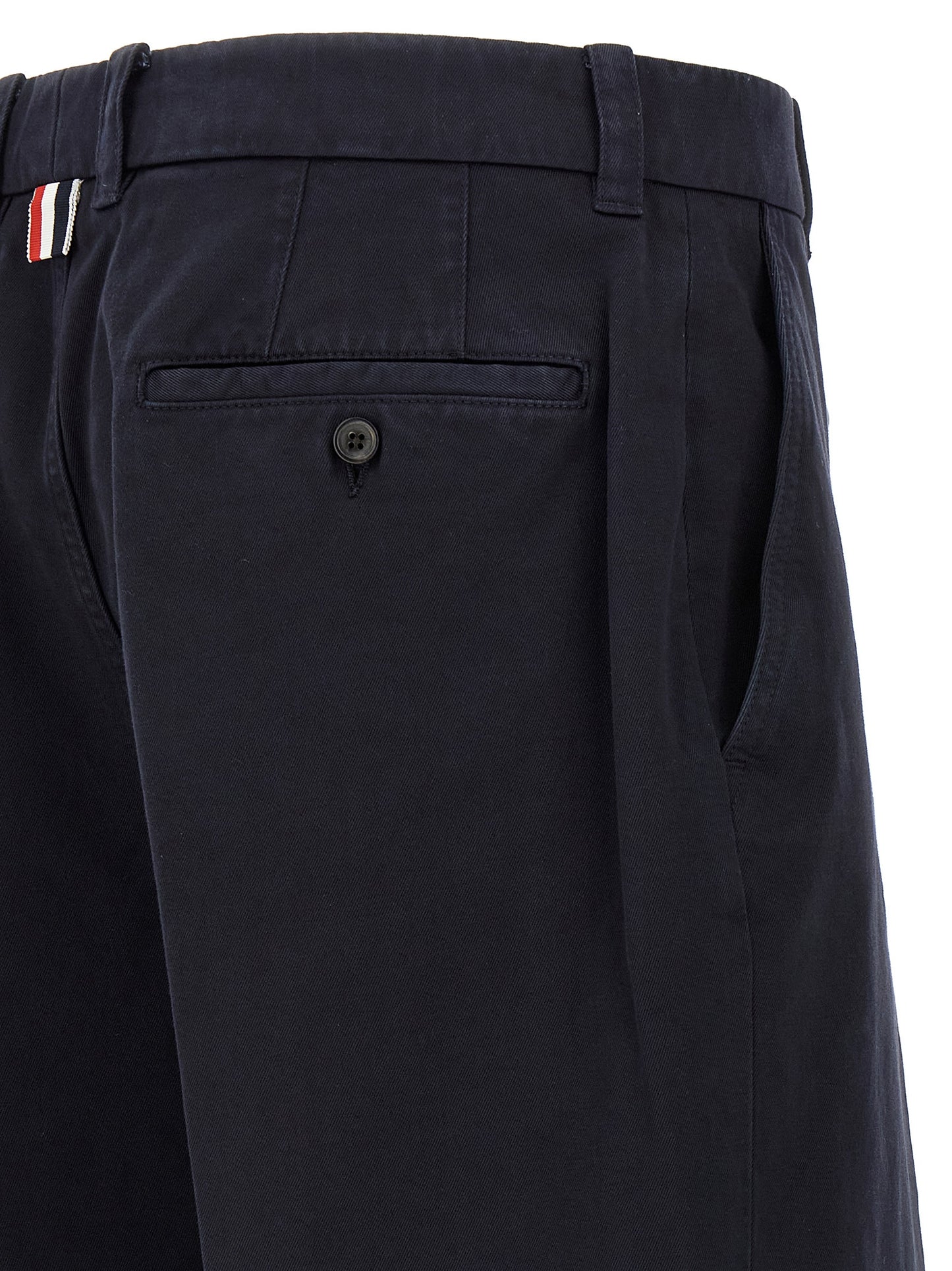 Blue Cotton Casual Pants