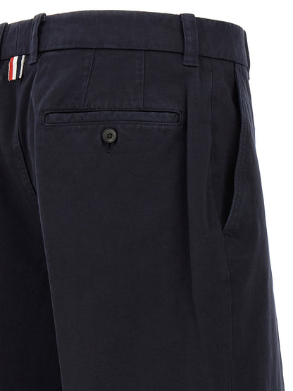 Blue Cotton Casual Pants