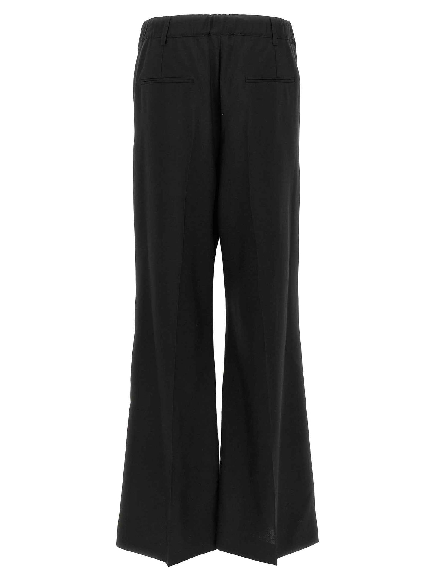 Black Virgin Wool Casual Pants