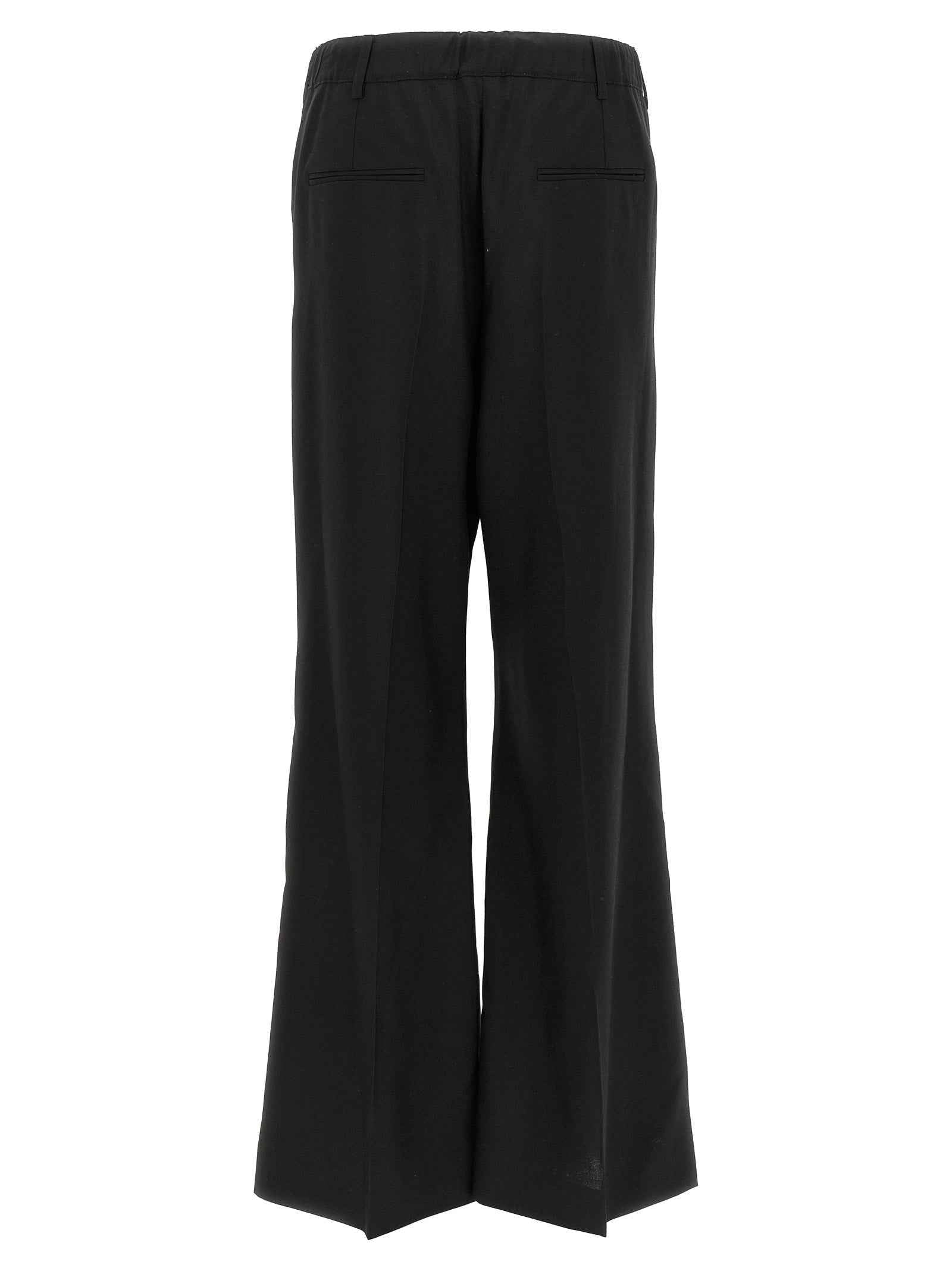 Black Virgin Wool Casual Pants