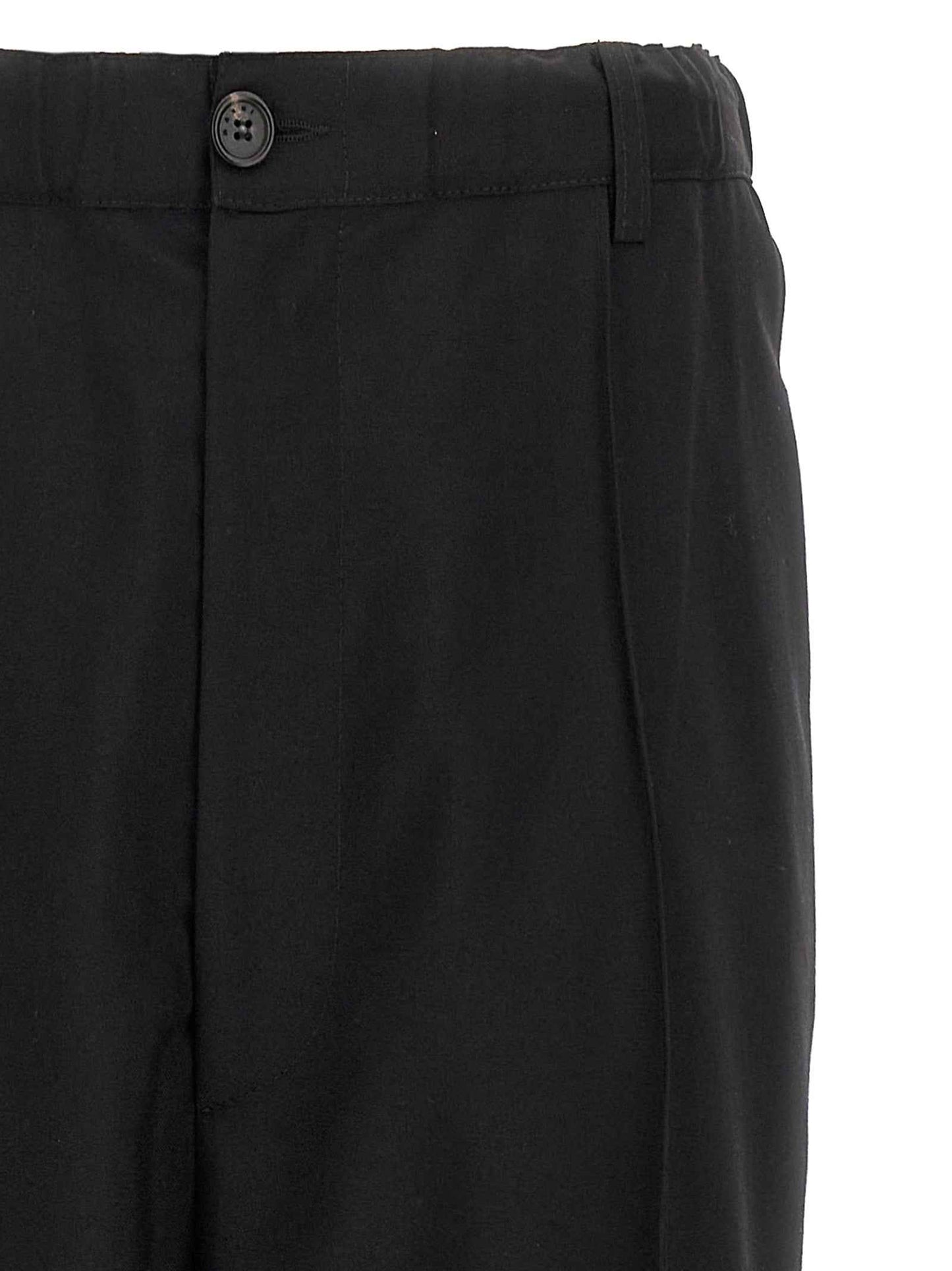 Black Virgin Wool Casual Pants