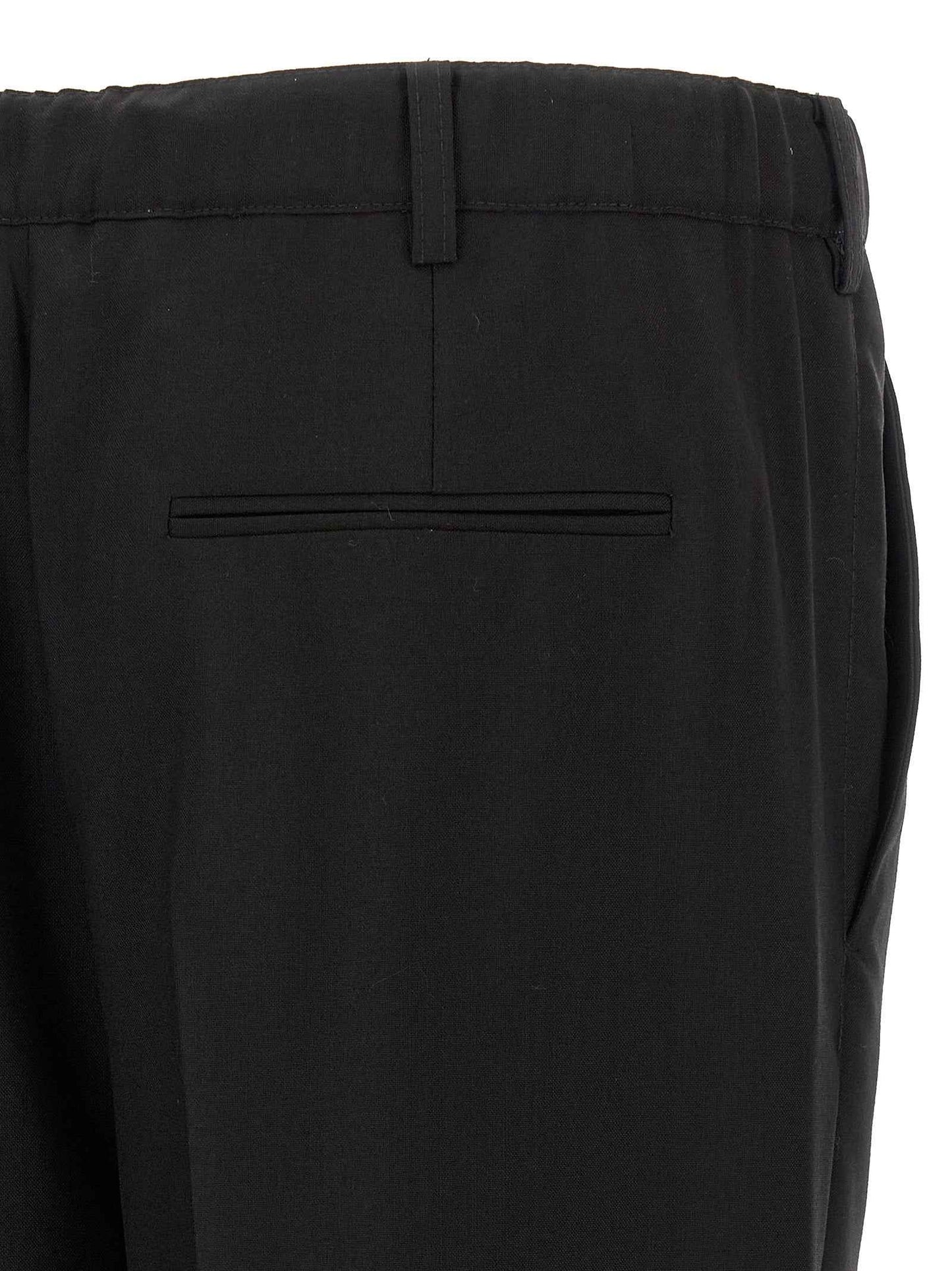 Black Virgin Wool Casual Pants