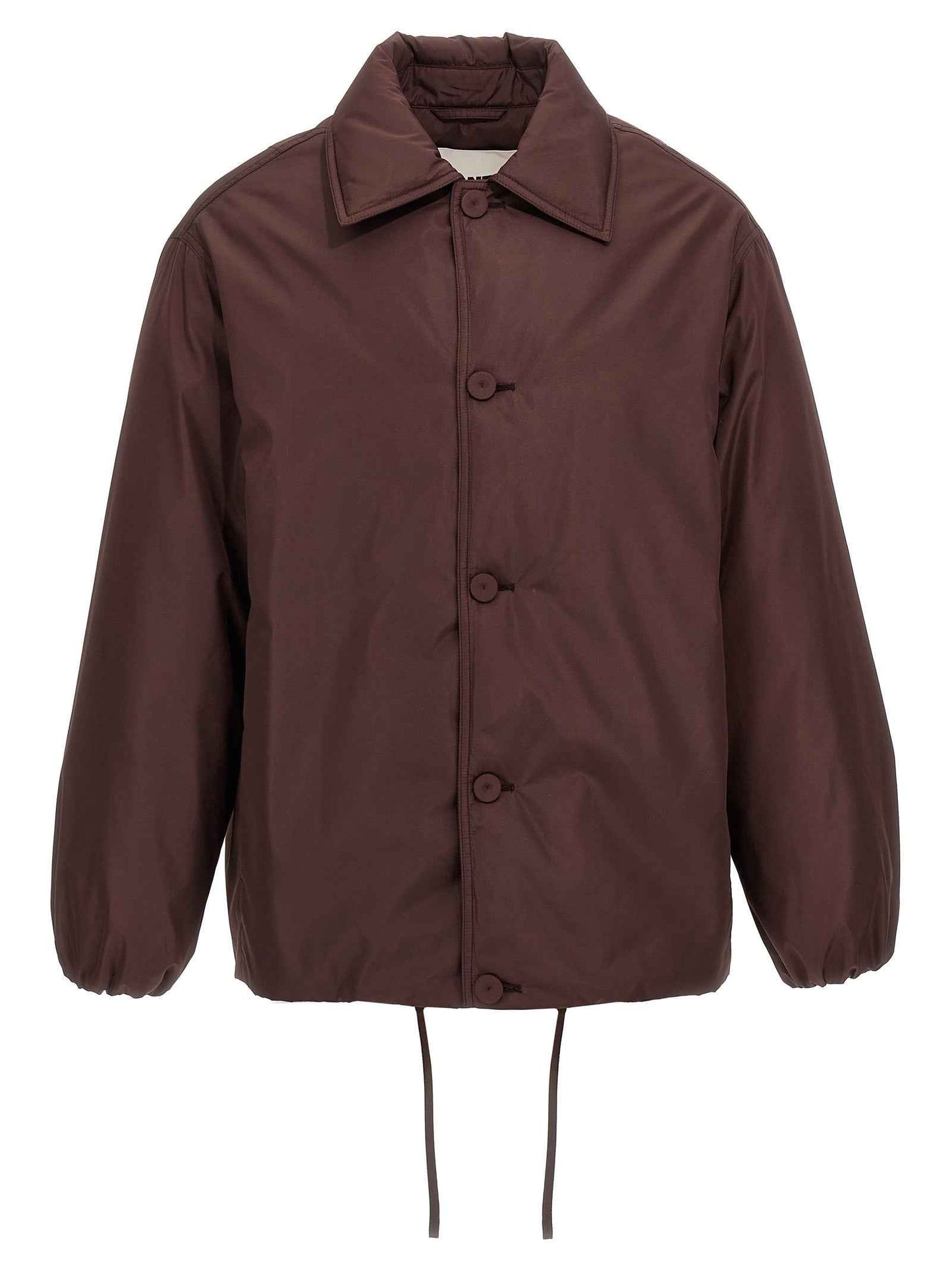 Brown Polyester Full-Length Jacket