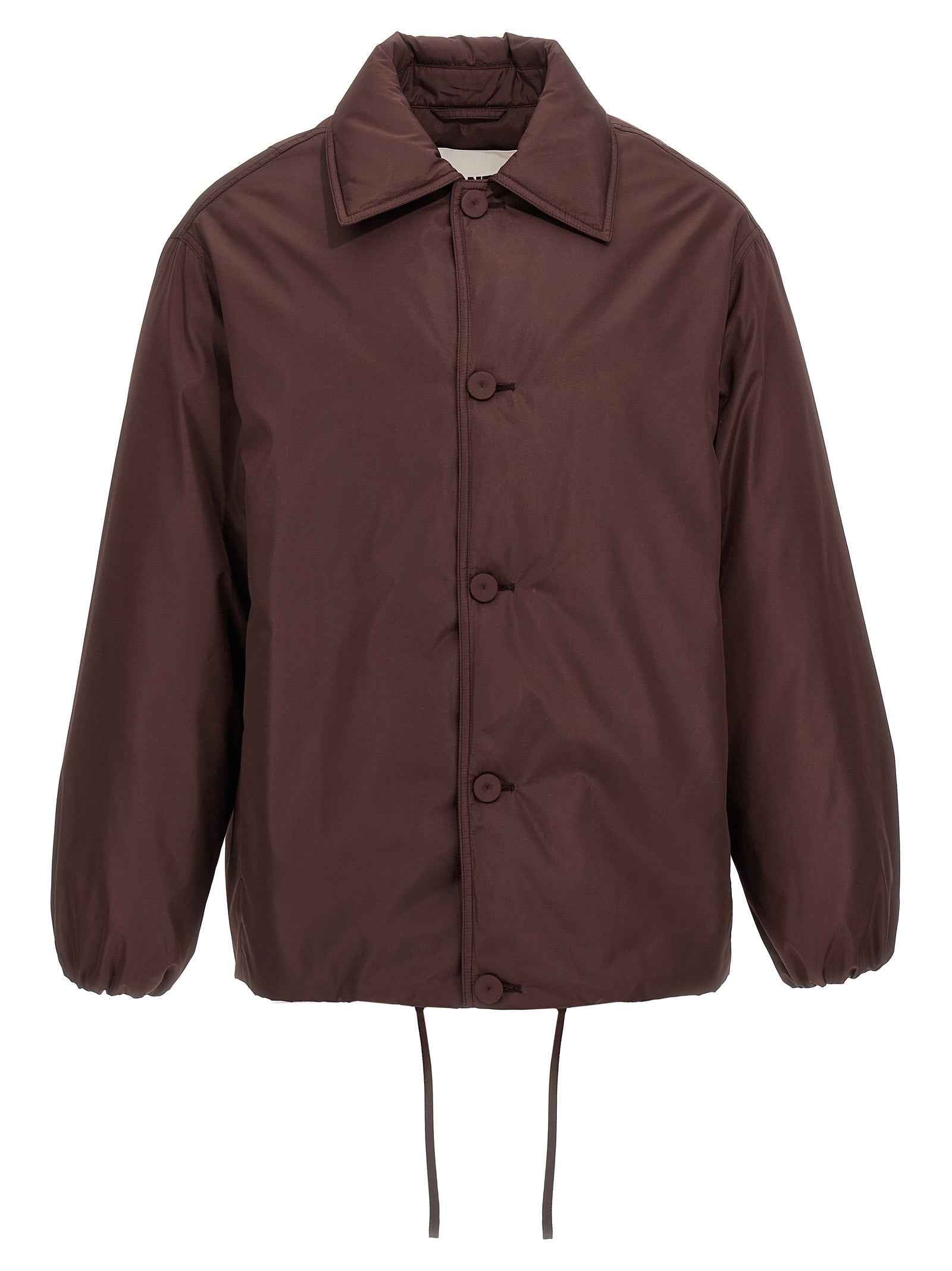 Brown Polyester Full-Length Jacket