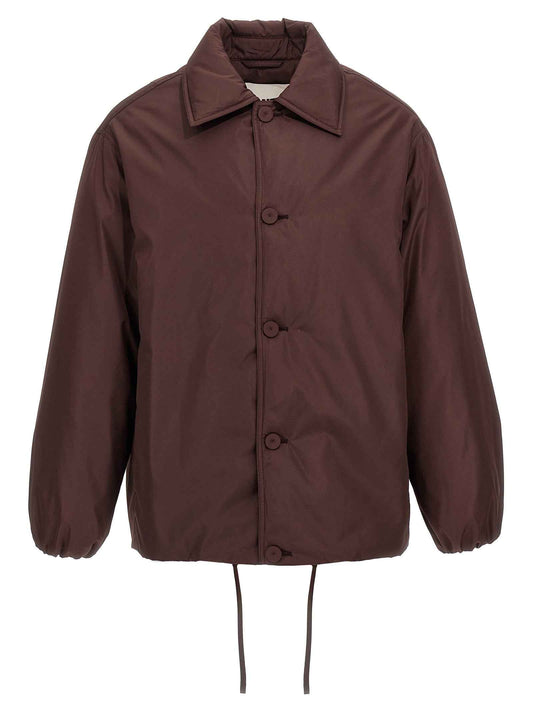 Brown Polyester Full-Length Jacket