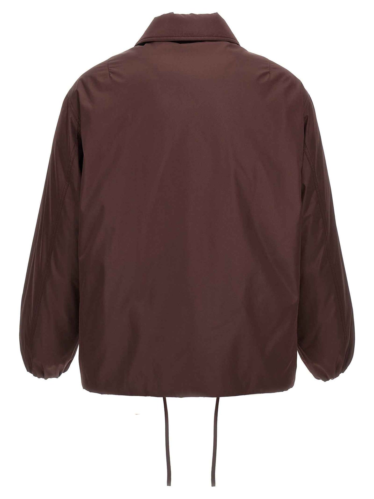 Brown Polyester Full-Length Jacket