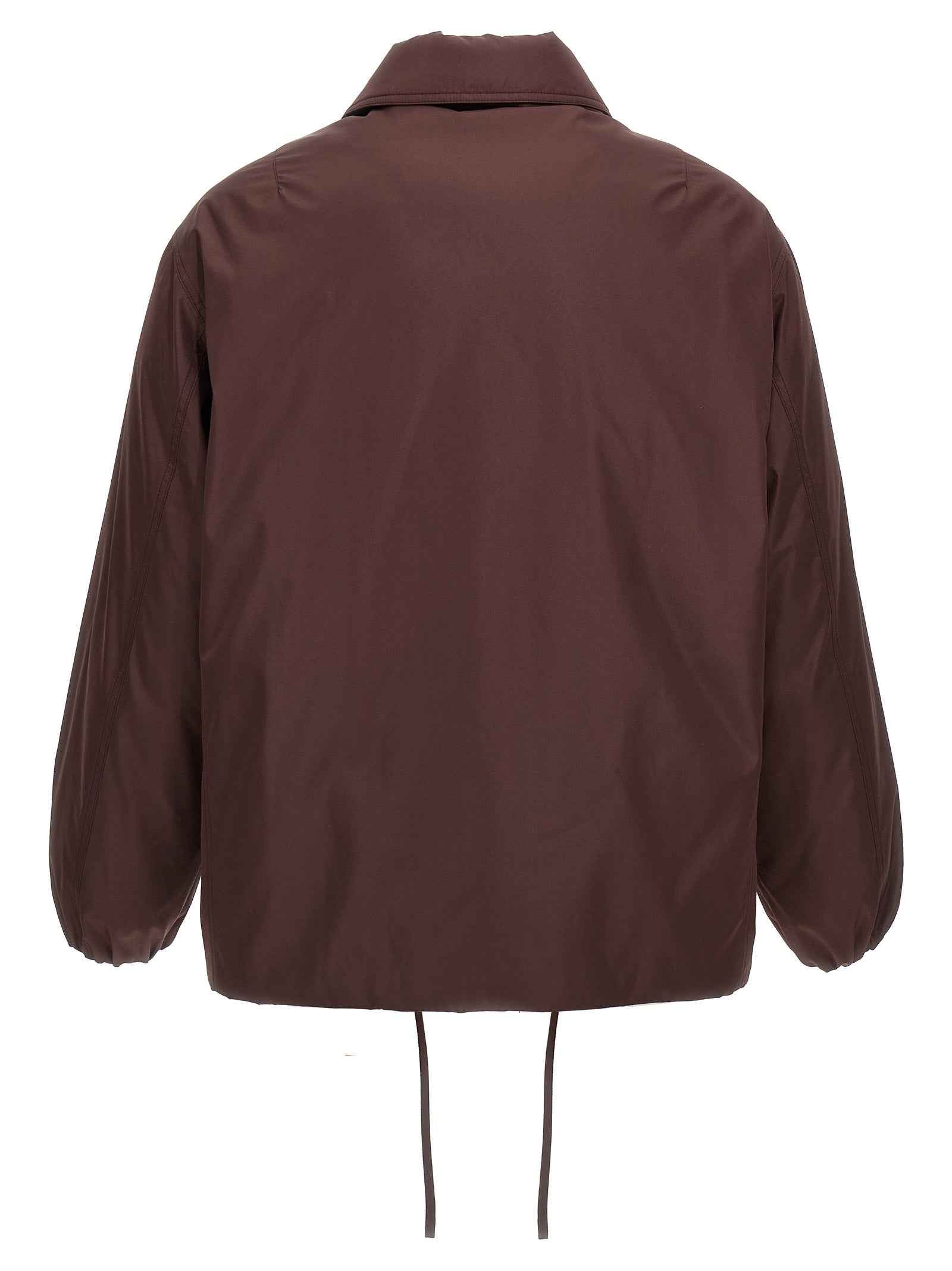 Brown Polyester Full-Length Jacket