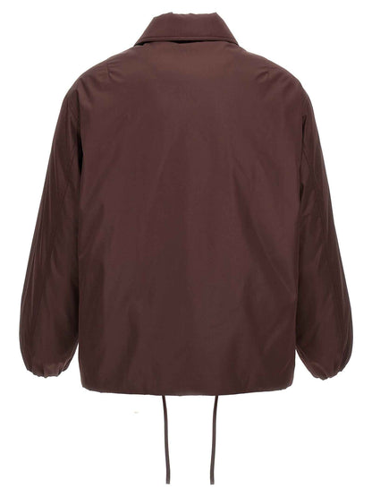 Brown Polyester Full-Length Jacket