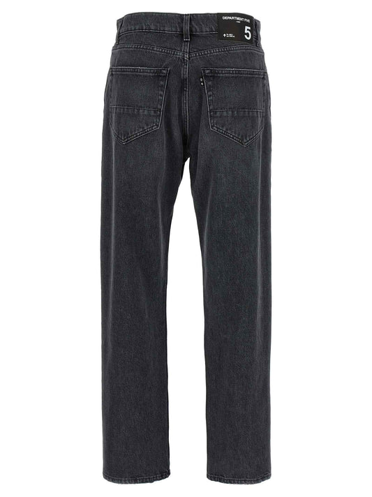 Gray Cotton Straight-Leg Jeans