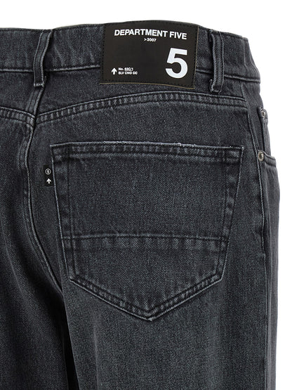 Gray Cotton Straight-Leg Jeans