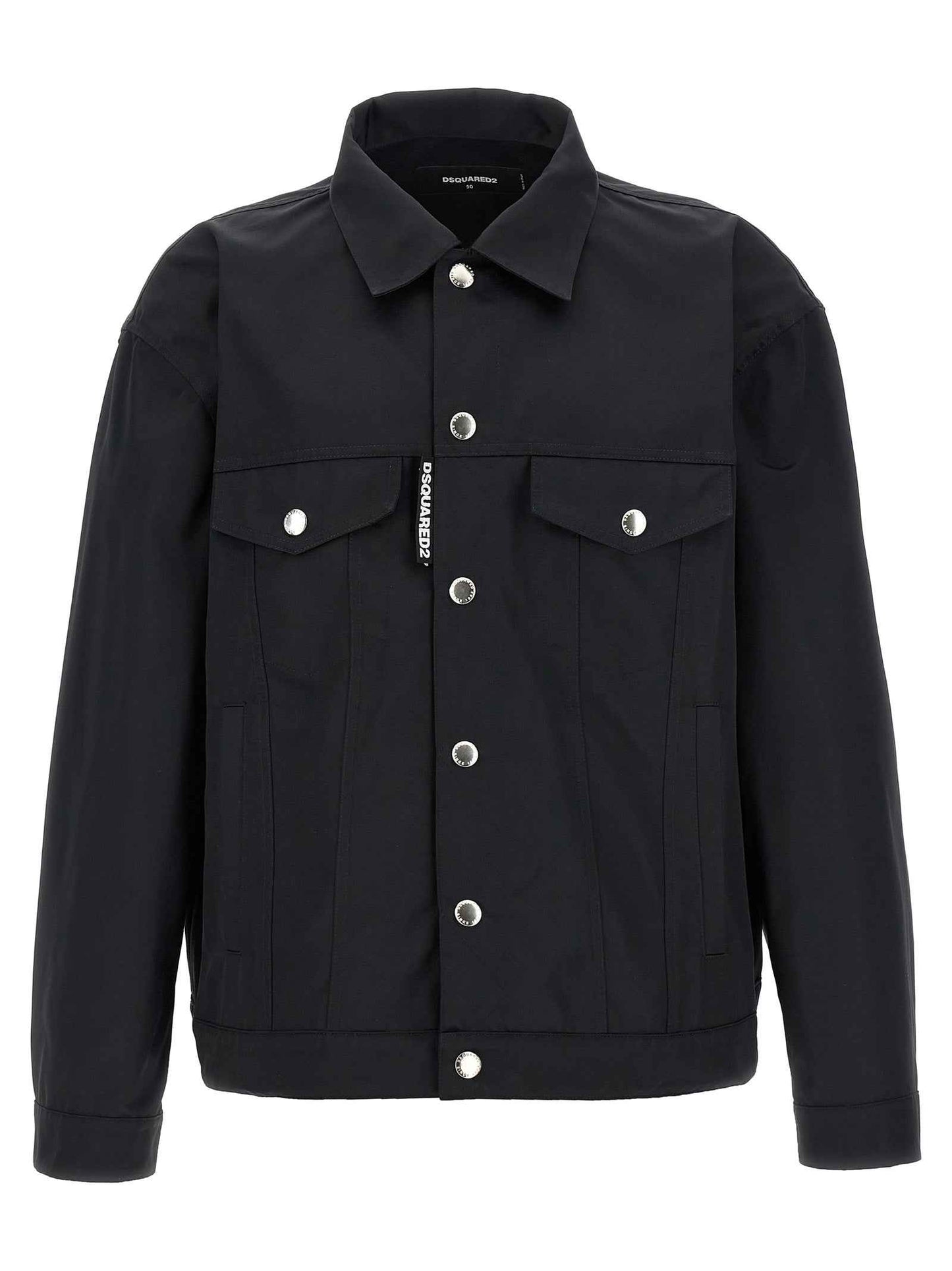 Black Polyester Full-Length Jacket