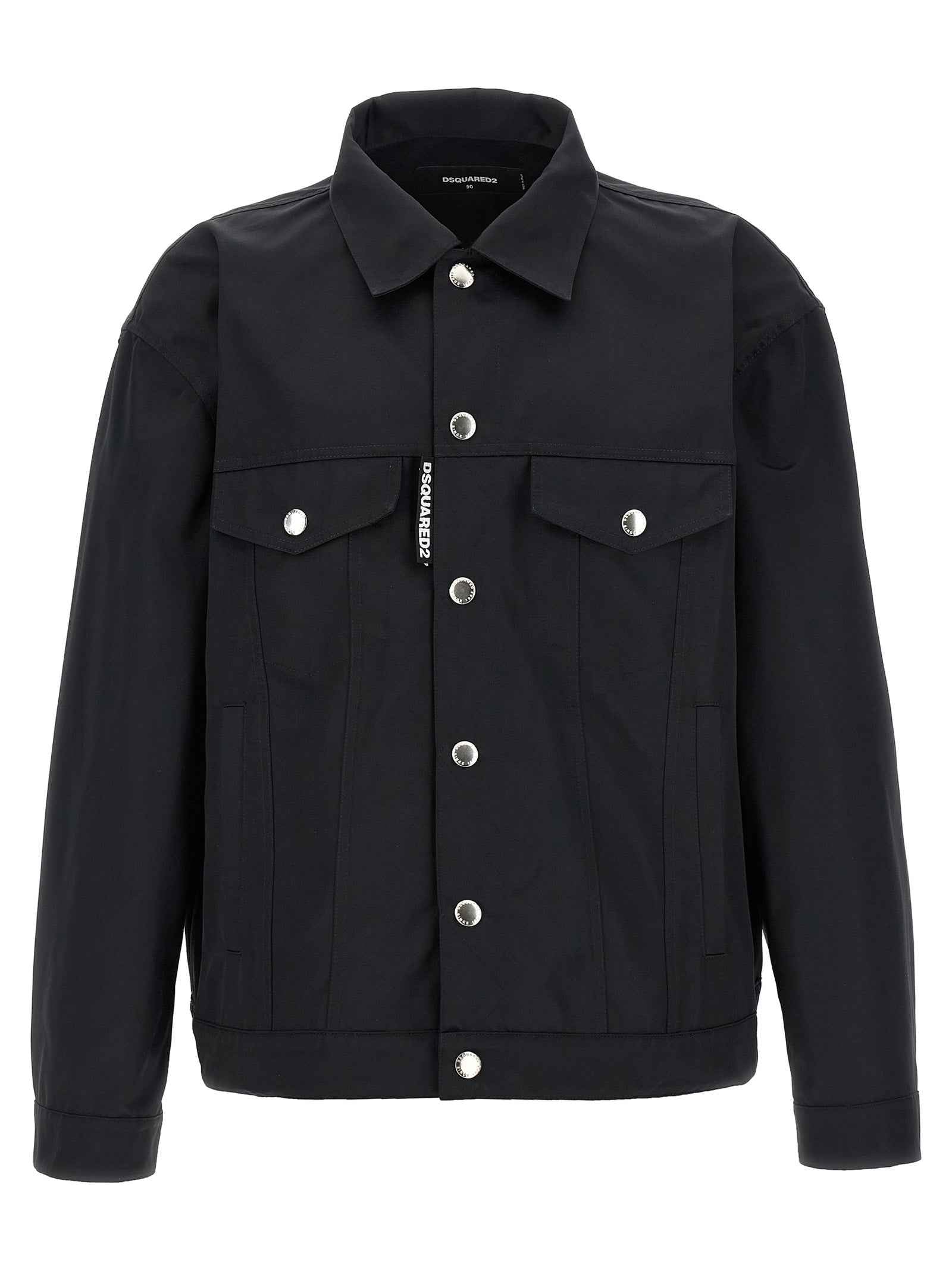 Black Polyester Full-Length Jacket