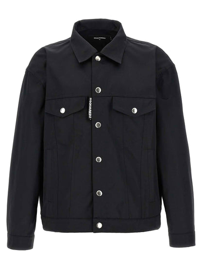 Black Polyester Full-Length Jacket