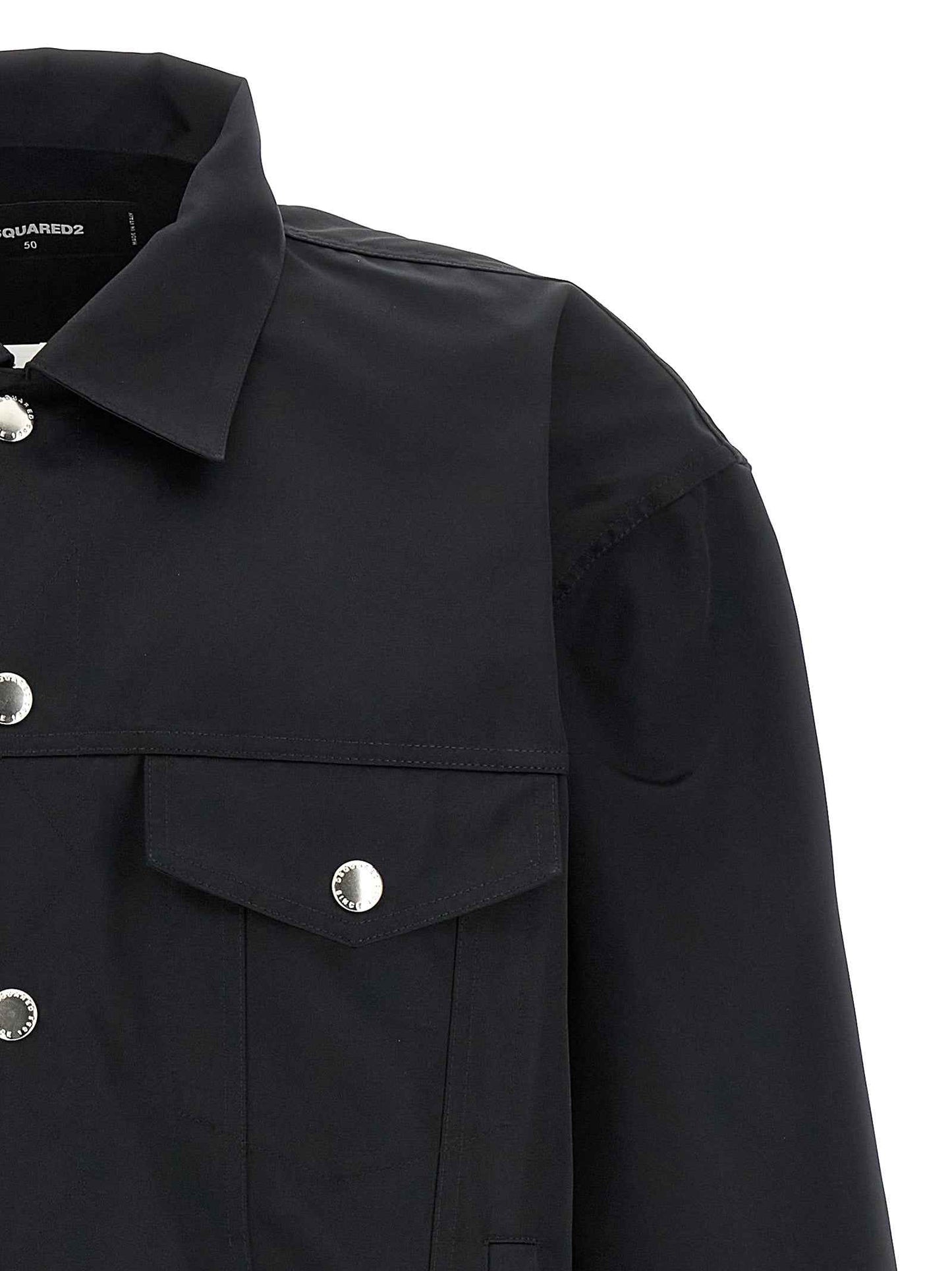 Black Polyester Full-Length Jacket
