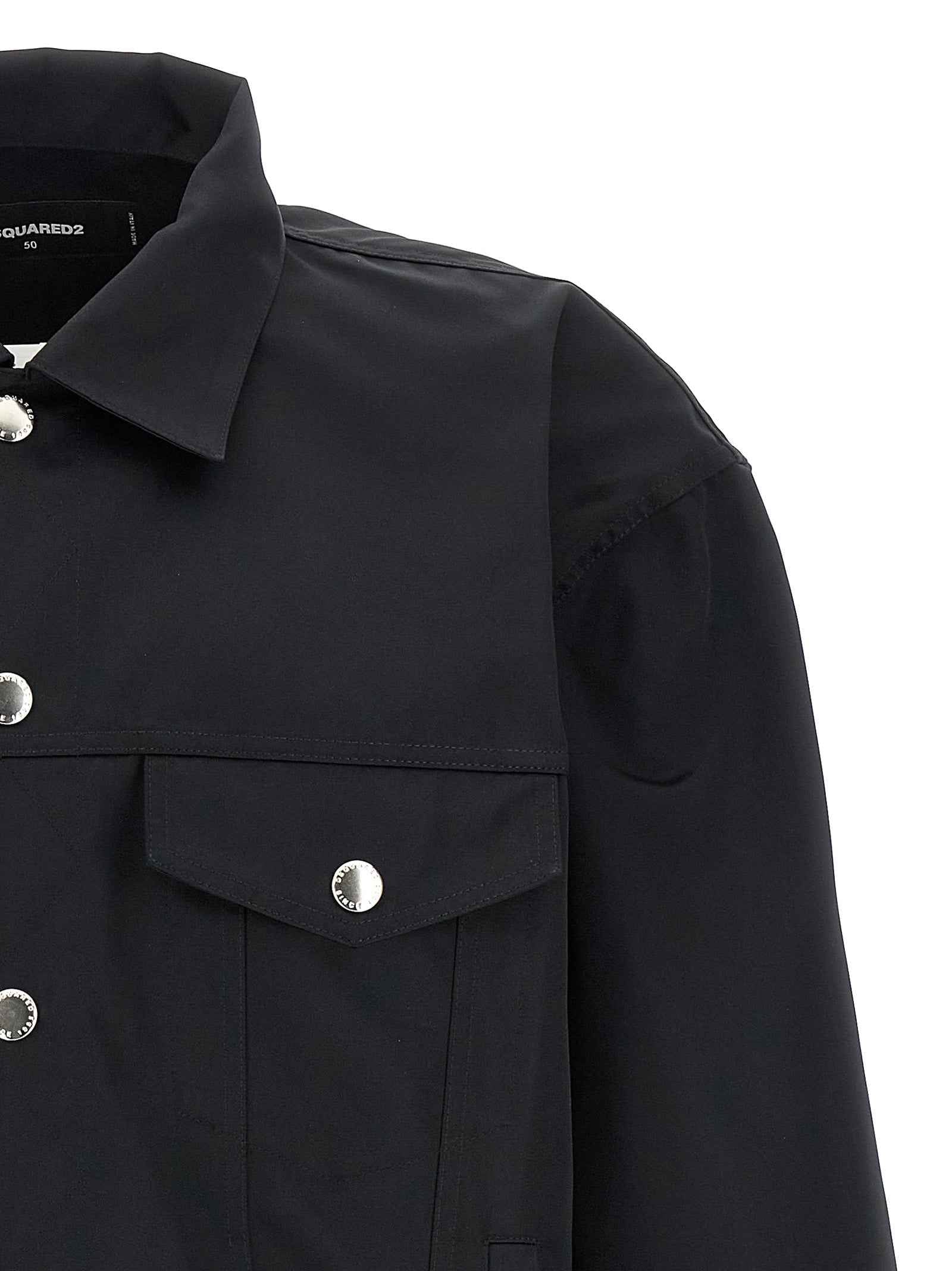 Black Polyester Full-Length Jacket