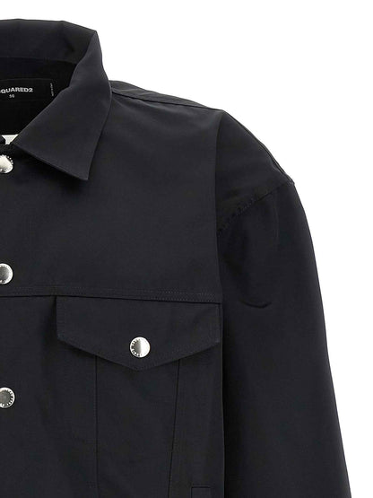 Black Polyester Full-Length Jacket