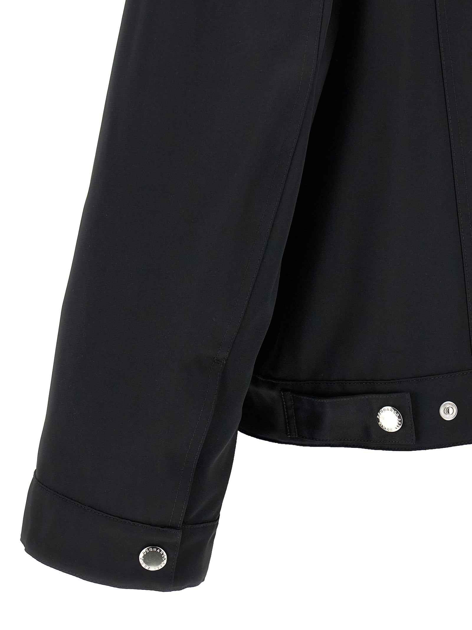 Black Polyester Full-Length Jacket