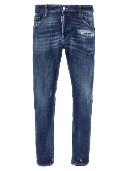 Blue Cotton Skinny Jeans