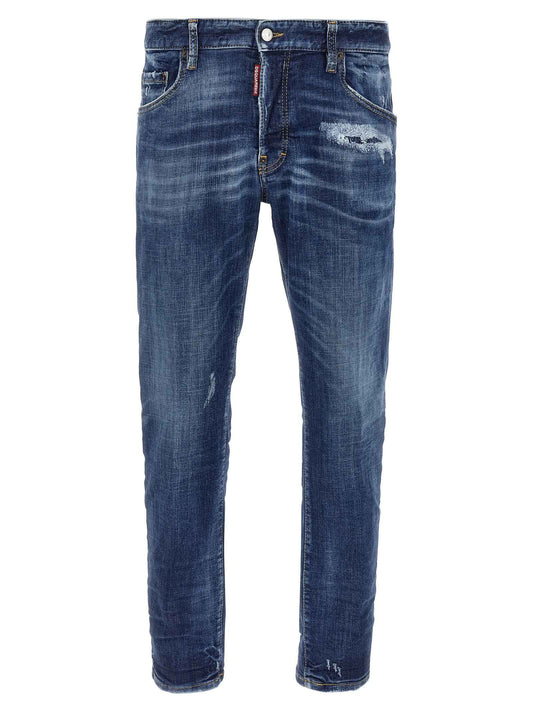 Blue Cotton Skinny Jeans