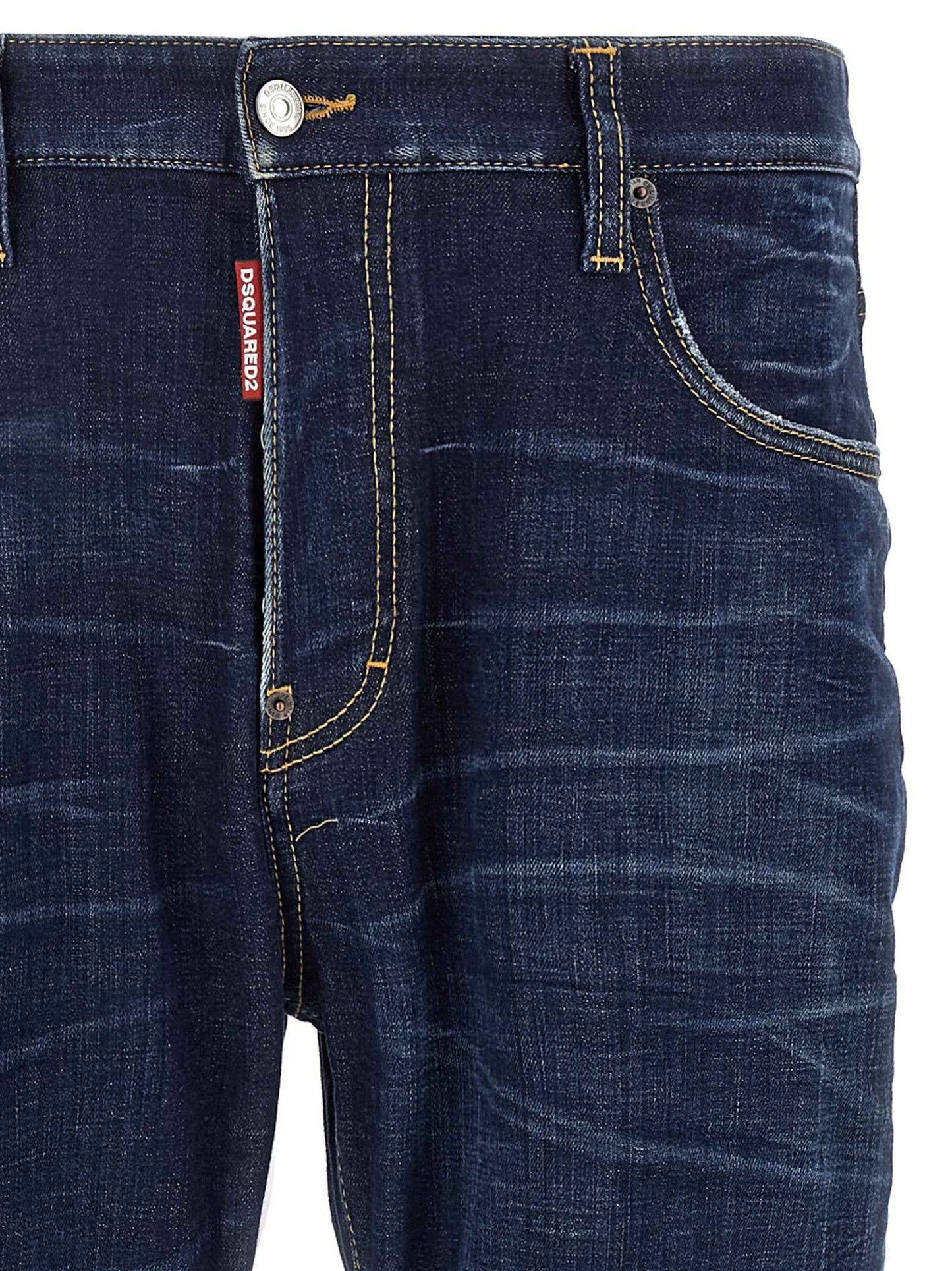 Blue Cotton Straight-Leg Jeans