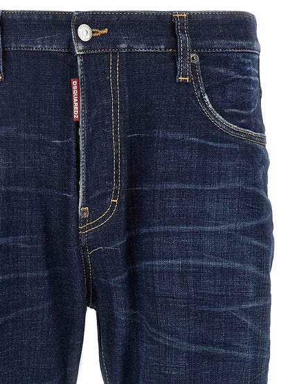 Blue Cotton Straight-Leg Jeans