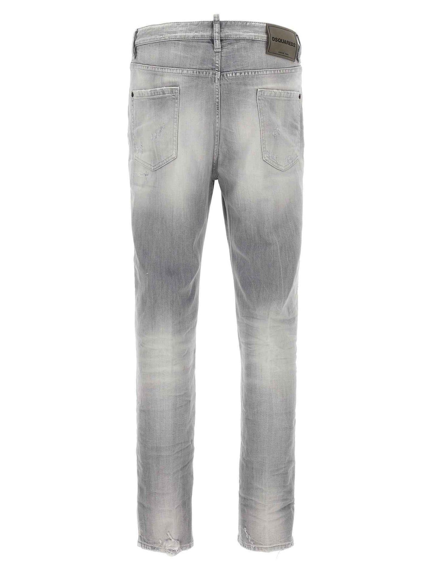 Gray Cotton Straight-Leg Jeans