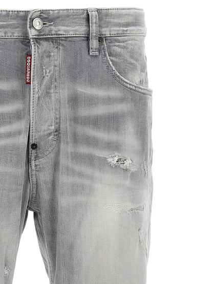 Gray Cotton Straight-Leg Jeans