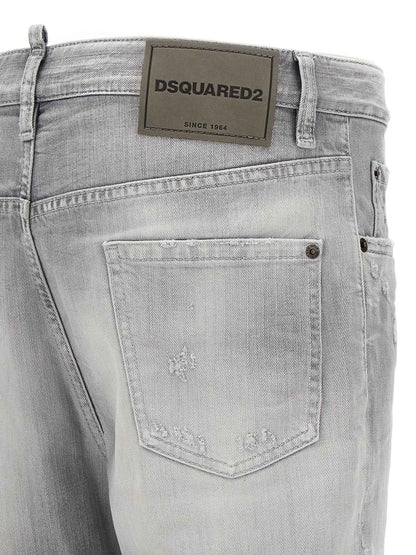 Gray Cotton Straight-Leg Jeans